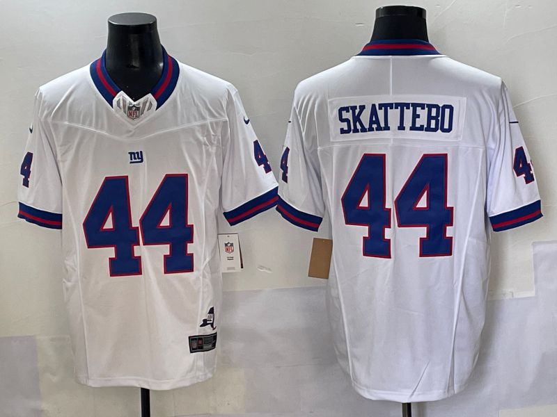 Men 2025 New York Giants #44 Skattebo White Throwback Three generations Nike Limited NFL Jersey style 15